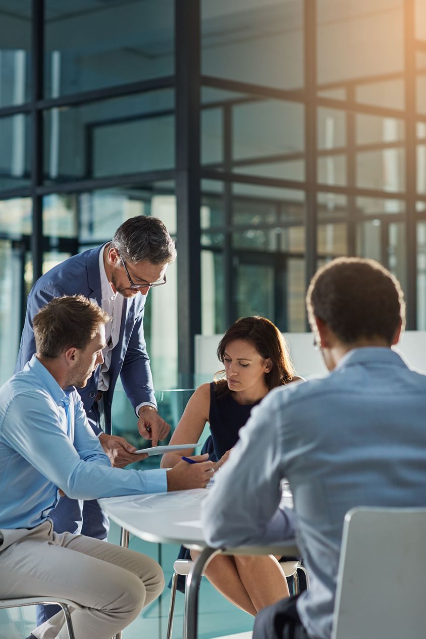 Bank. Team Collaboration in a Modern Office